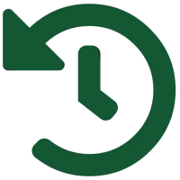 Clock icon with a reverse iron surrounding it representing Echoes of the Past