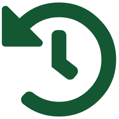 Clock icon with a reverse iron surrounding it representing Echoes of the Past